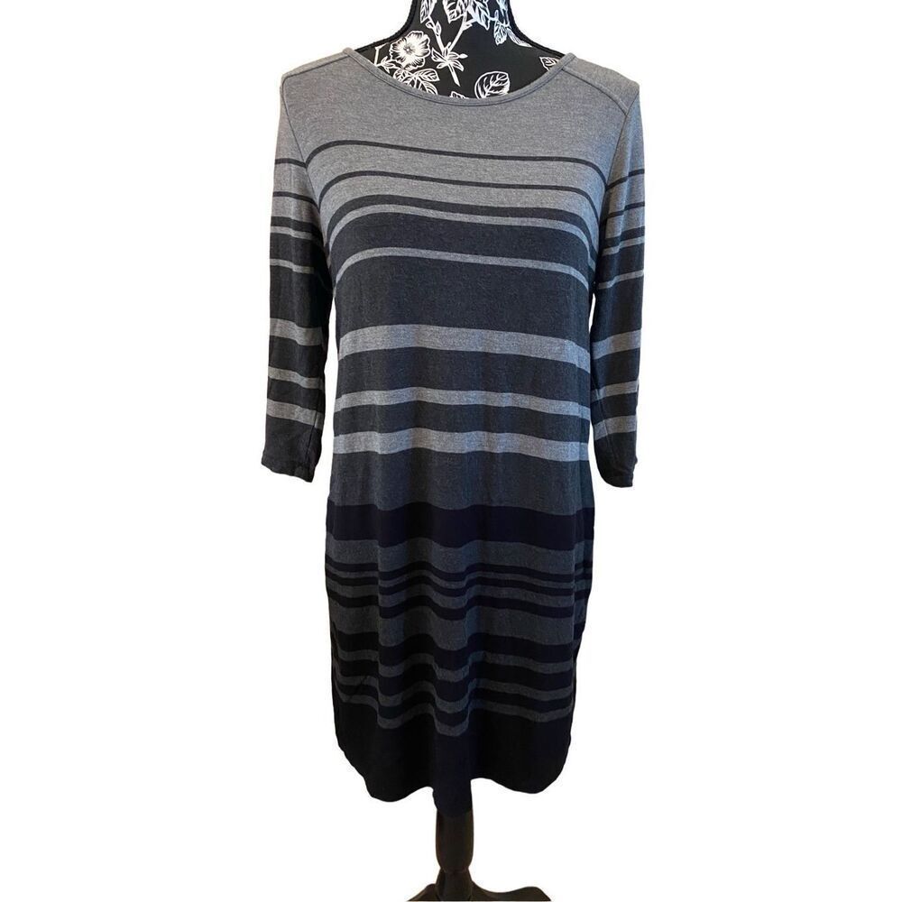 Fleur Bleue Striped Midi Dress Formal Everyday Soft Winter Fall